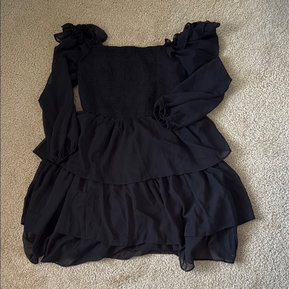 Elegant Black Ruffled Dress